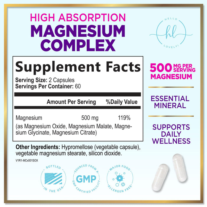 Magnesium Complex 500 mg – 120 Capsules