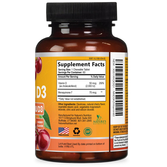 Vitamin D3 K2 2000 IU + with K2 (MK-7) 75 mcg – 60 Tablets