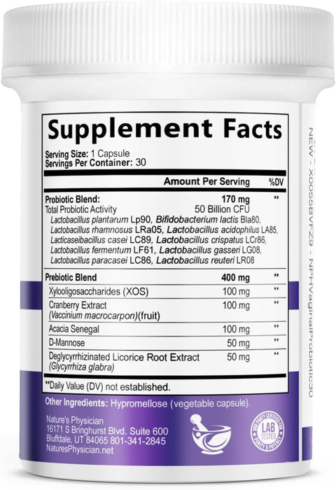 Vaginal Probiotic – 50 Billion CFU – 30 Capsules