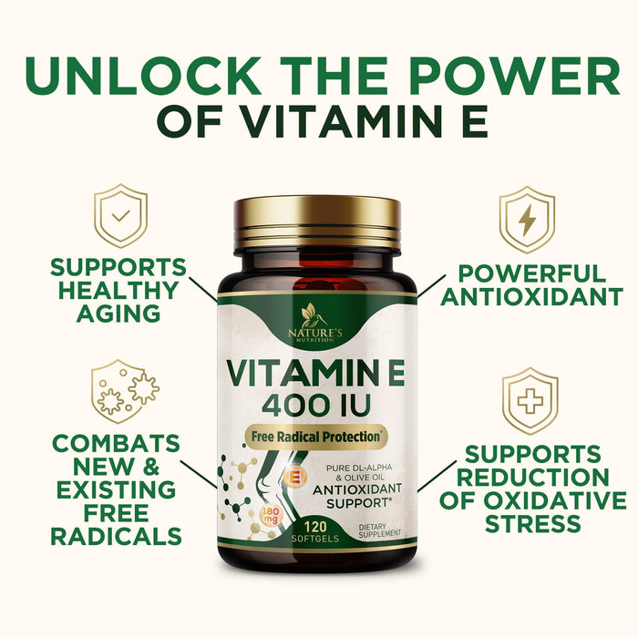 Vitamin E 400 IU Softgels (180mg DL-Alpha) – 120 Softgels