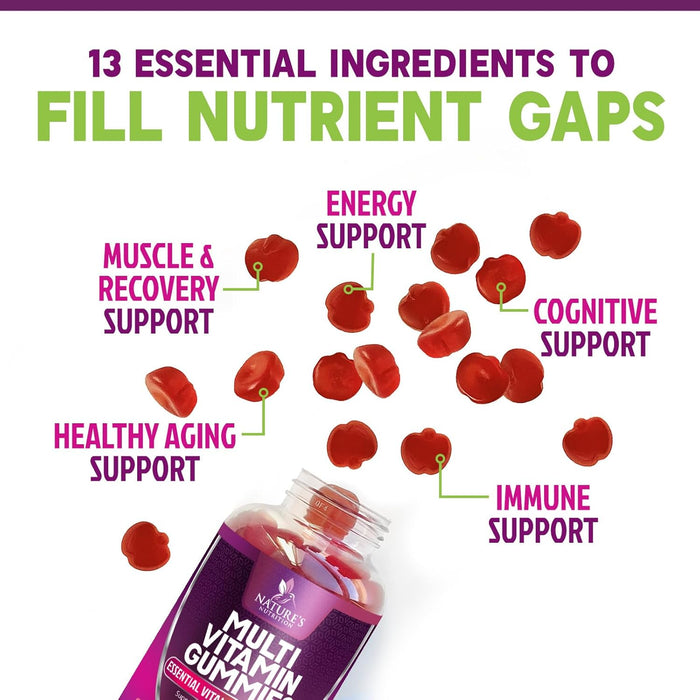 Multivitamin Gummies for Adults, Daily Gummy Vitamins & Minerals for Women & Men, Immune Support Gummy Multivitamins Supplement, Adult Multi VIT Vitamin with Vitamins A, C, D3, B12, Zinc, 120 Gummies
