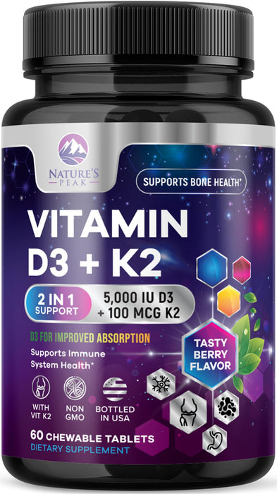 Vitamin D3 K2 – 5000 IU – 60 Tablets