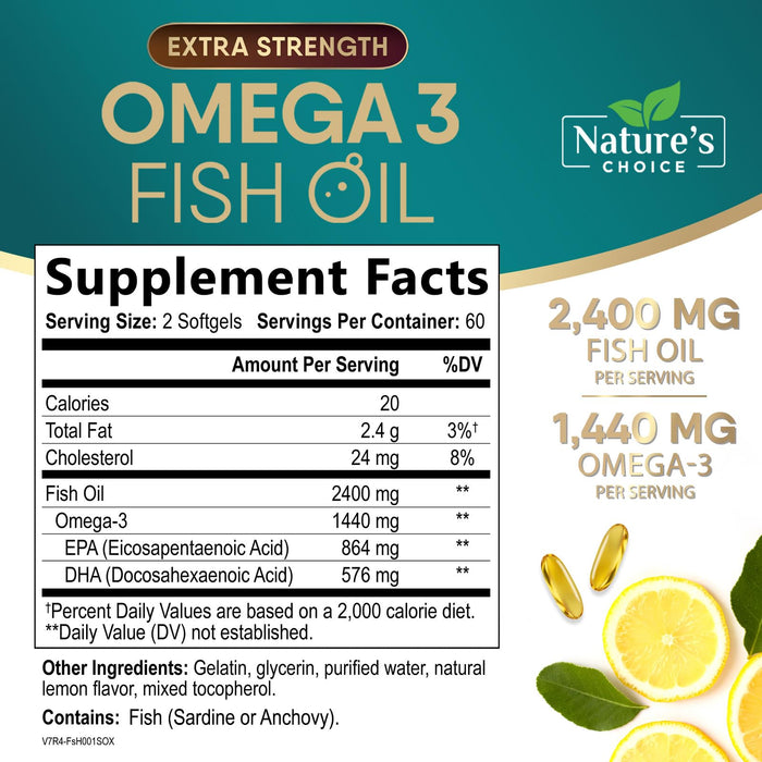 Omega-3 Fish Oil – 2400mg – 120 Softgels
