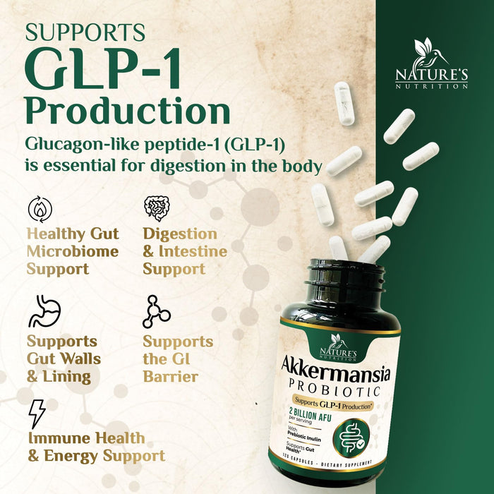 Akkermansia Probiotic Akkermansia Muciniphila GLP 1 Probiotics with Prebiotic – 120 Capsules