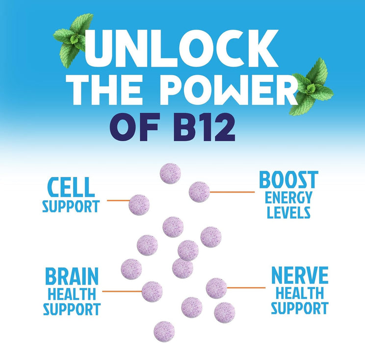 Vitamin B12 1000 mcg (Methylcobalamin) Super B 12 Complex Dietary Supplement For Energy & Immune Support, Vegan, Sugar-Free, Sublingual, Tasty Raspberry Flavor - 120 Chewable Tablets
