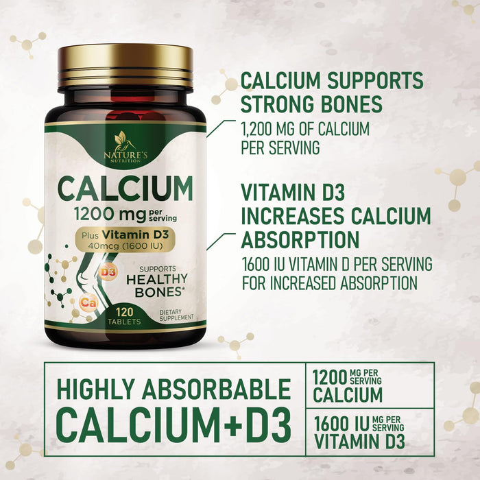 Calcium 1200 mg with Vitamin D3 – 120 Tablets
