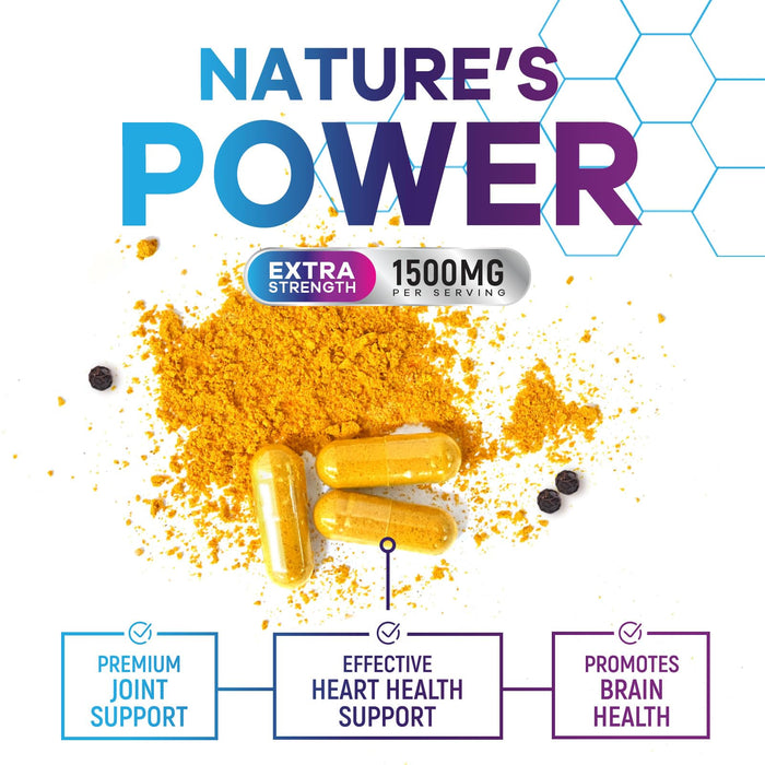 Turmeric Curcumin with BioPerine 95% Curcuminoids 1500mg with Black Pepper for Absorption – 120 Capsules
