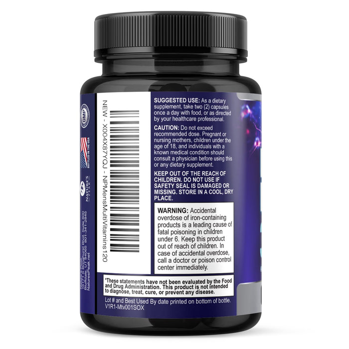 Men's Multivitamins Supplement - Complete Daily Multivitamin for Men with Vitamin B12, A, C, D, E, Zinc, Calcium, Iron, Folate - Immune Health & Energy Support - High Potency & Non-GMO - 120 Capsules