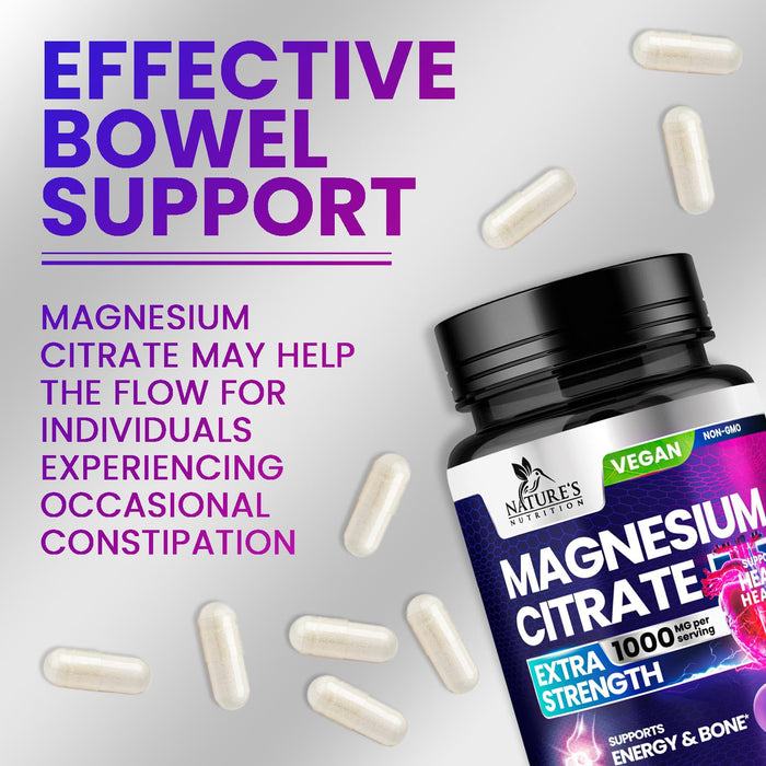 Magnesium Citrate 1000 mg for Absorption – 60 Capsules