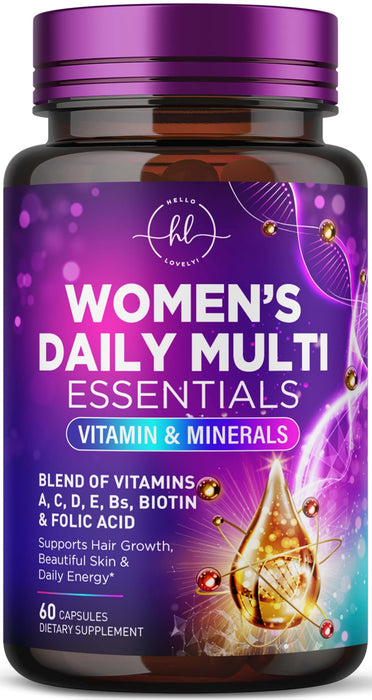 Multivitamin for Women - 3X Strength Daily Women Multivitamin, Vitamins A, D, C, E, Biotin, Folic Acid, Calcium, & Iron, Complete Multi Vitamin for Beautiful Hair & Skin, Bottled in USA, 60 Capsules