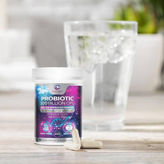 Probiotics 100 Billion CFU Supplement - 16 Strains + Natural Prebiotics - Digestive Health, Gut & Immune Support for Women & Men - Supports Occasional Constipation, Gas & Bloating