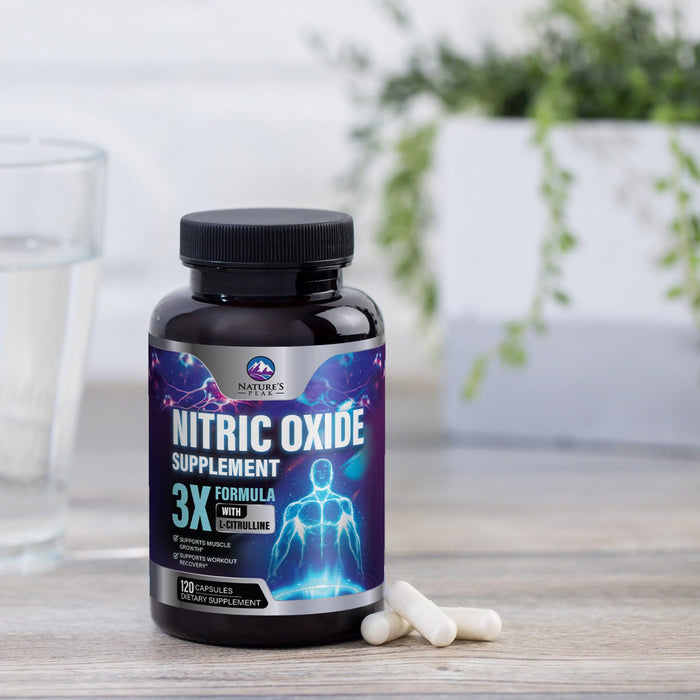 Nitric Oxide Supplement 3000mg L Arginine 3X Strength - Citrulline Malate & AKG - Extra Strength Muscle Supporting Nitric Booster for Muscle Growth & Workout Recovery to Train Harder - 120 Capsules