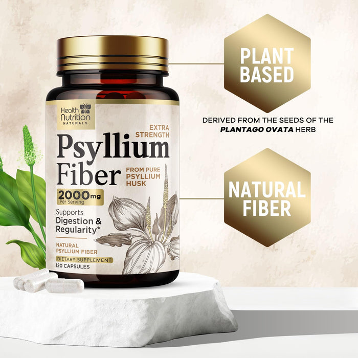 Psyllium Husk Fiber Capsules 1500mg – 120 Capsules