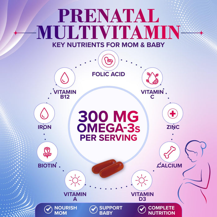 Prenatal Vitamins with Folic Acid & DHA – 240 Softgels