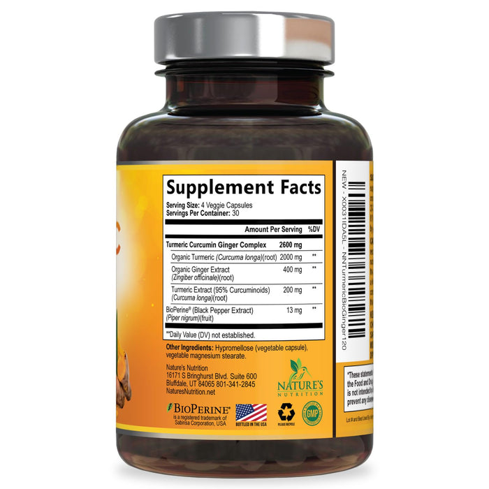 Turmeric Curcumin 2600mg with Organic Ginger & Turmeric – 120 Capsules