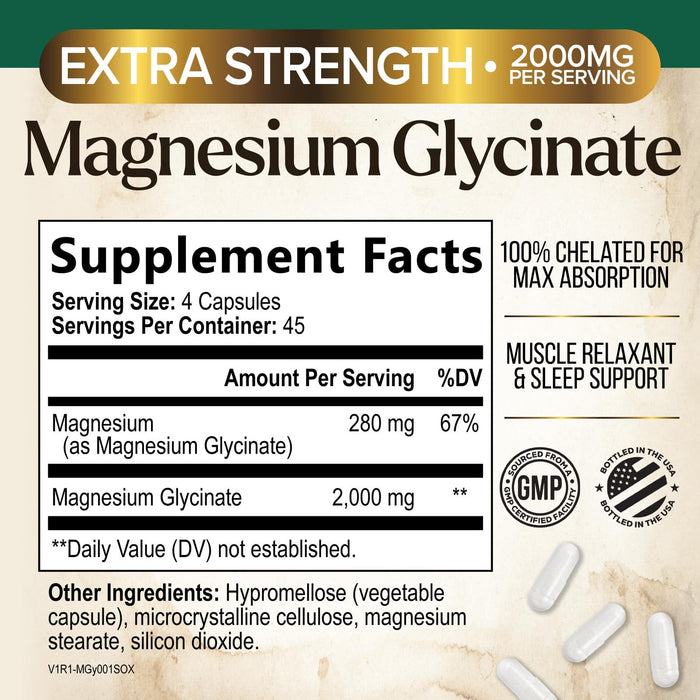 Magnesium Glycinate 500mg – 180 Tablets