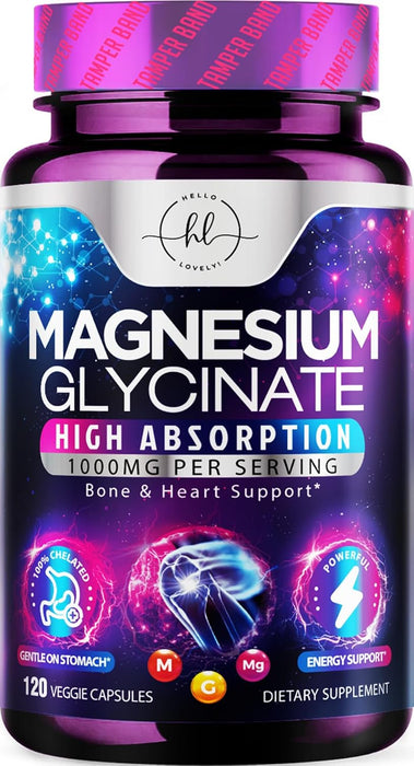 Magnesium Supplement for Women & Men - 140mg Total Magnesium from 1000mg Magnesium Glycinate to Support Muscle, Nerve, Bone & Heart Health - Natural, Vegan, High Absorption & Chelated