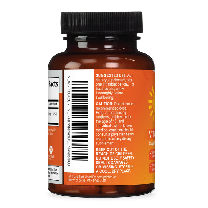 Vitamin D3 5000iu (125 mcg) – 60 Chewable Tablets