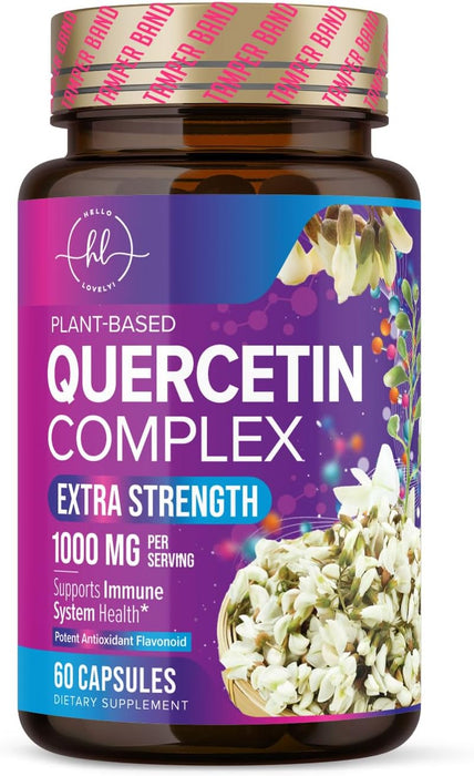 Quercetin Supplement - 500 mg Quercetin Capsules for Heart Health & Immune Support, Extra Strength Quercetin 1000mg Serving, Antioxidant & Respiratory Health, Gluten Free, Non-GMO