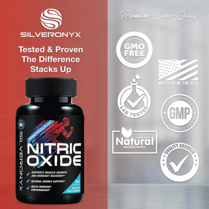 Nitric Oxide Booster with L-Arginine + Citrulline + Beta Alanine - 240 Capsules