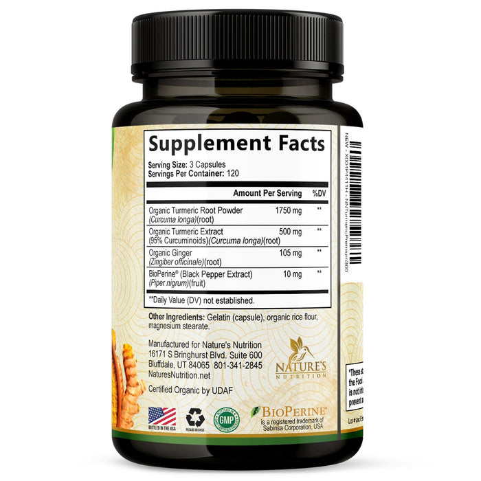 Turmeric Curcumin 1750mg with Organic Turmeric & Ginger – 360 Capsules