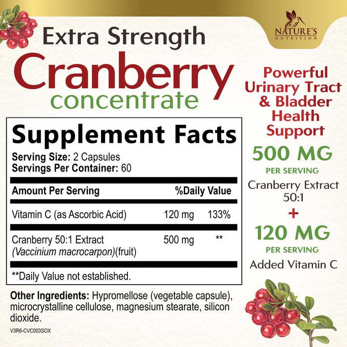 Cranberry Pills with Vitamin C & E – 120 Capsules