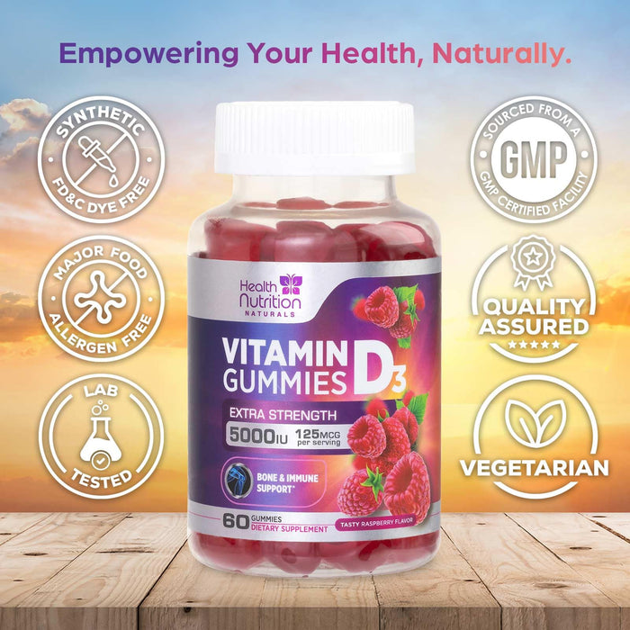 Vitamin D3 Gummies 5000 IU (125 mcg) – 60 Gummies