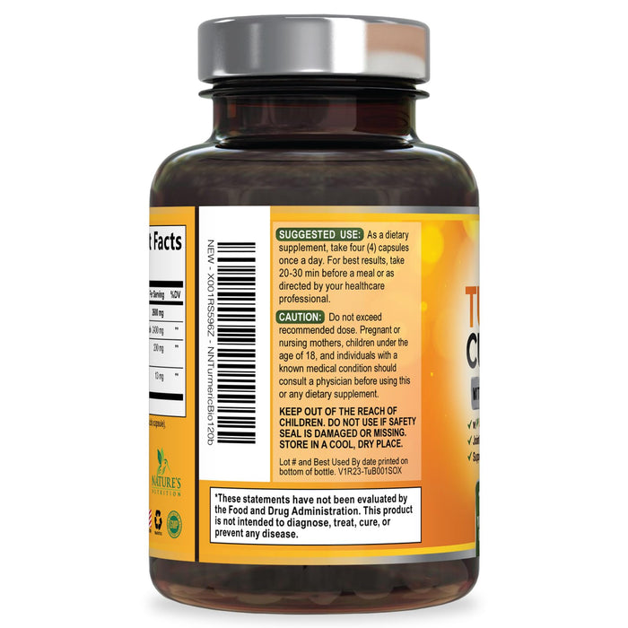 Turmeric Curcumin with BioPerine 95% Curcuminoids 2600mg with Black Pepper for Absorption – 120 Capsules