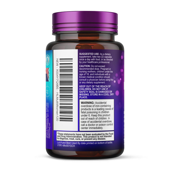 Multivitamin for Women - 3X Strength Daily Women Multivitamin, Vitamins A, D, C, E, Biotin, Folic Acid, Calcium, & Iron, Complete Multi Vitamin for Beautiful Hair & Skin, Bottled in USA, 120 Capsules