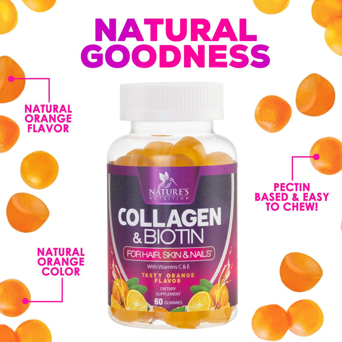 Collagen Gummies with 2500mcg Biotin – 60 Count