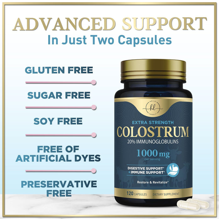 Colostrum 1000mg 20% IgG Immunoglobulins – 120 Capsules