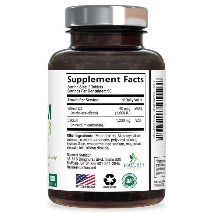 Calcium with Vitamin D – 1200mg – 180 Tablets