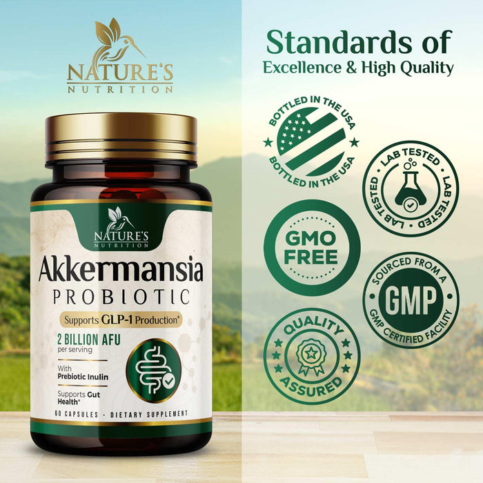Akkermansia Probiotic Akkermansia Muciniphila GLP 1 Probiotics with Prebiotic – 60 Capsules
