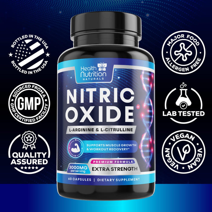 Nitric Oxide Formula with L-Arginine + Citrulline – 60 Capsules