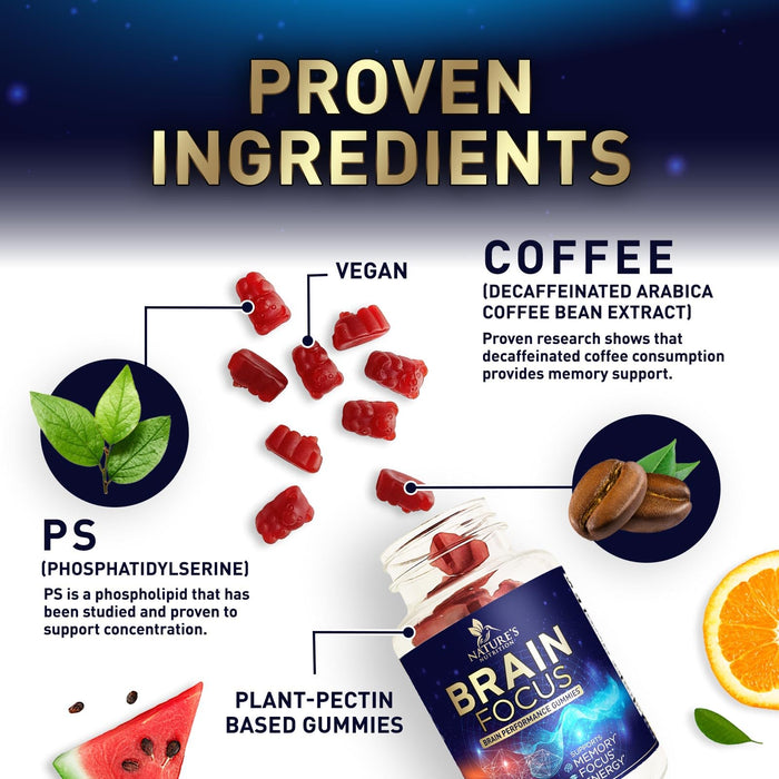 Brain & Focus Nootropic Formula – 60 Gummies