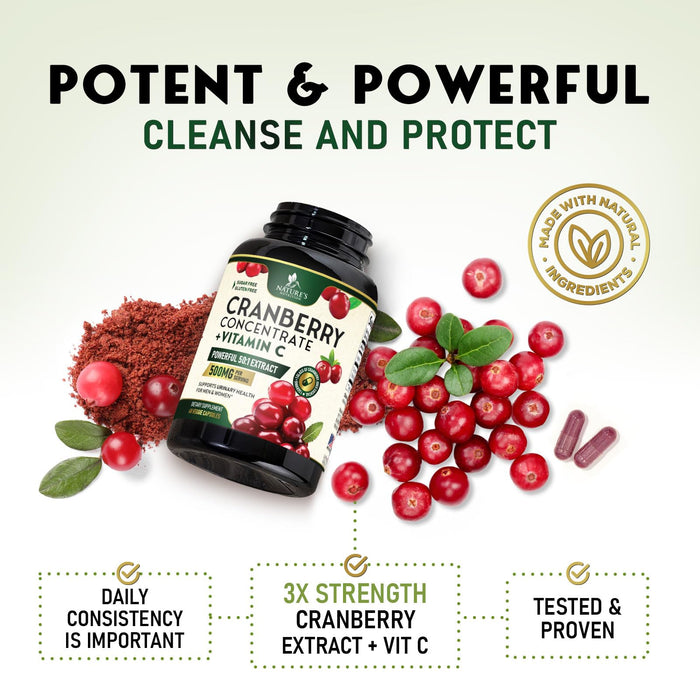 Cranberry Pills for Women â€“ 500mg â€“ 60 Capsules