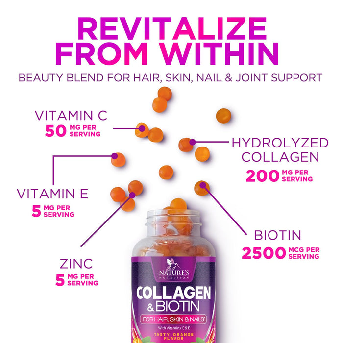 Collagen Gummies with 2500mcg Biotin – 120 Count