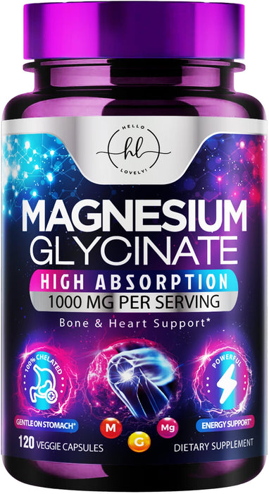 Magnesium Glycinate 1000mg | | Chelated to Support Bone – 120 Capsules