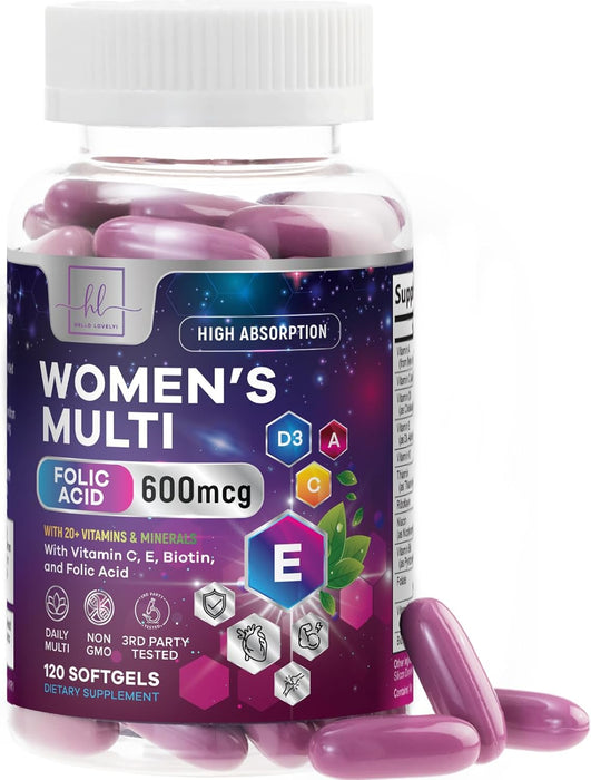 Multi Vitamins for Women - Daily Women's Multi for Energy & Immune Health Support with Vitamin A, B6, B12, C, D, Biotin, Folate, Iron & Zinc, Gluten Free, Womens Multivitamin