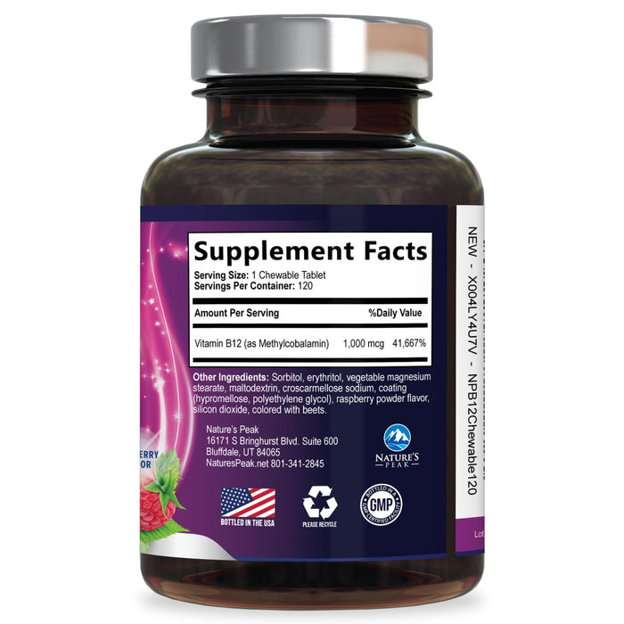 Vitamin B12 1000 mcg (Methylcobalamin) Super B 12 Complex – 120 Day Supply