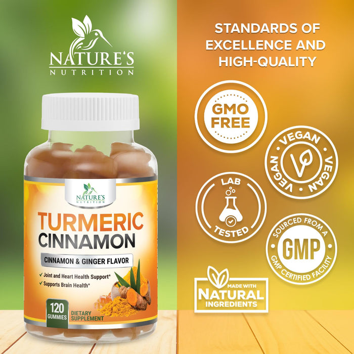 Turmeric Curcumin Gummies with Ginger & Cinnamon – 120 Gummies