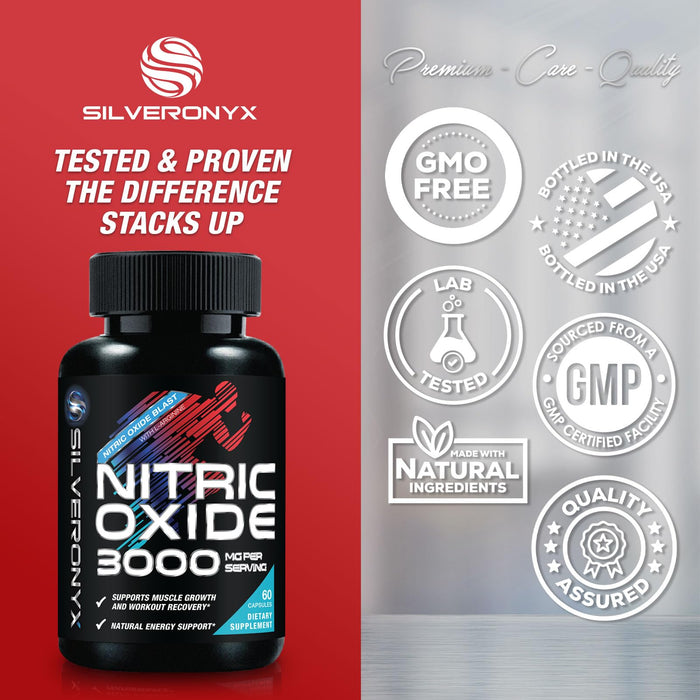 Extra Strength Nitric Oxide Supplement 3X Strength L Arginine, Citrulline Malate, AAKG, Beta Alanine - Premium Muscle Supporting Nitric Booster - Natural Energy & Heart Health Support - 60 Capsules
