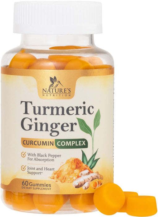 Turmeric Gummies with Black Pepper & Ginger for Absorption – 60 Gummies