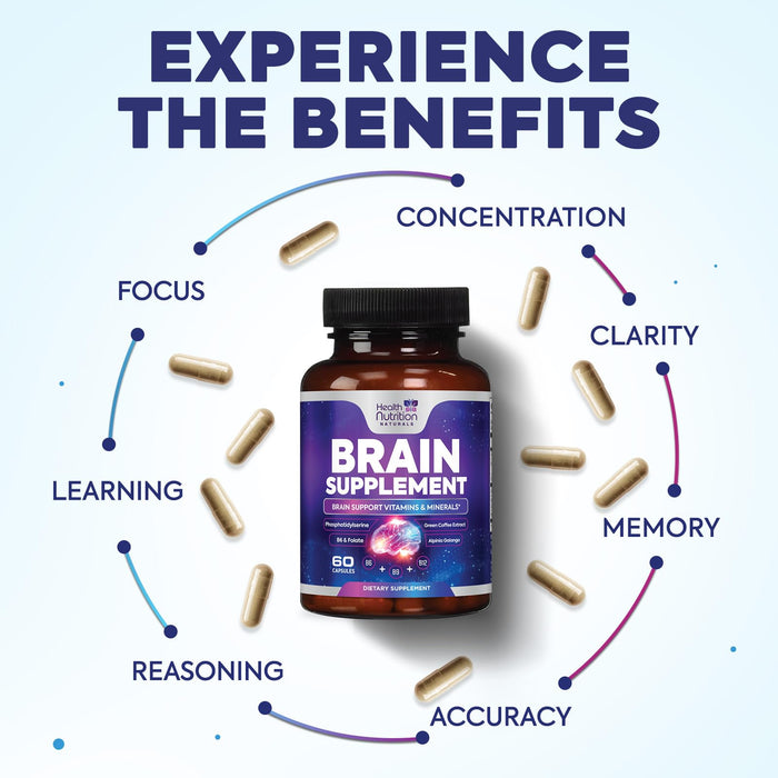 Brain & Focus Nootropic Formula – 60 Capsules