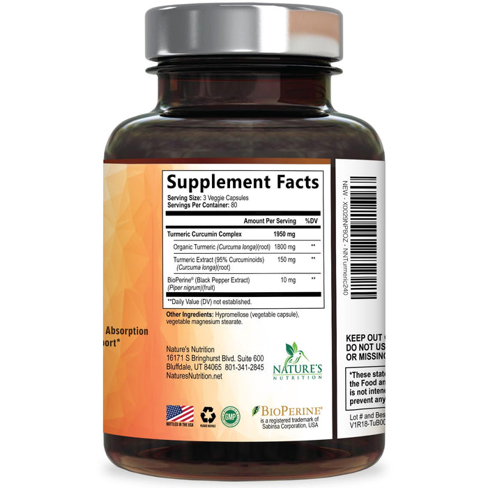 Turmeric Curcumin 1950mg – 240 Capsules