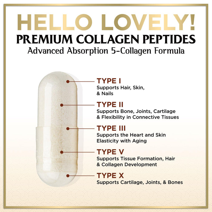 Multi Collagen Peptides for Women – 2400mg – 120 Capsules