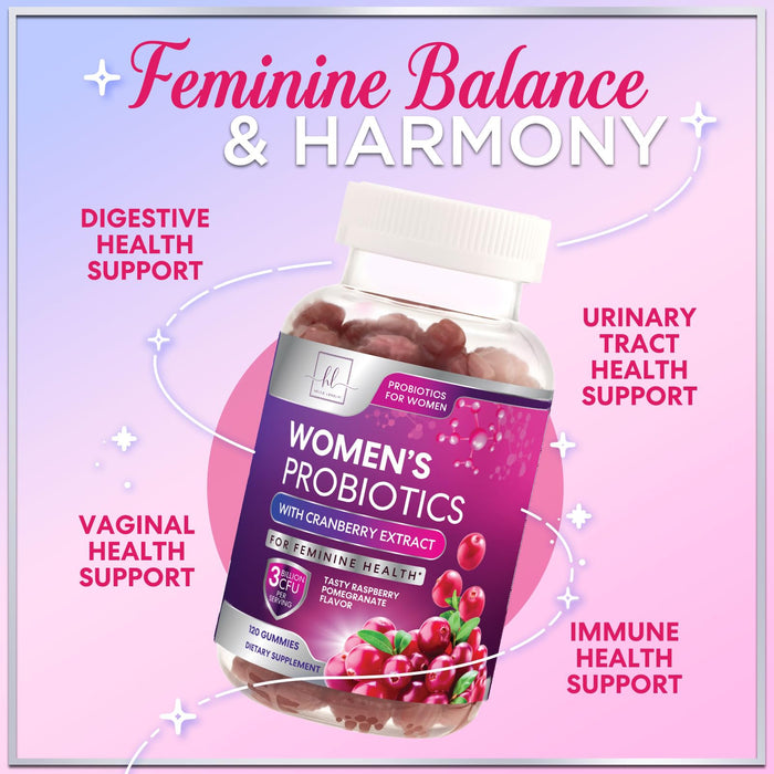 Probiotics for Women Gummies with Cranberry – 3 Billion CFU – 120 Gummies