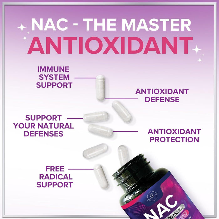 Hello Lovely! NAC Supplement 1200 mg - Liver, Lung Health & Immune Support, N-Aceyl Cysteine NAC Antioxidant & Free Radical Support, Non-GMO & Gluten Free N-Acetylcysteine Supplement