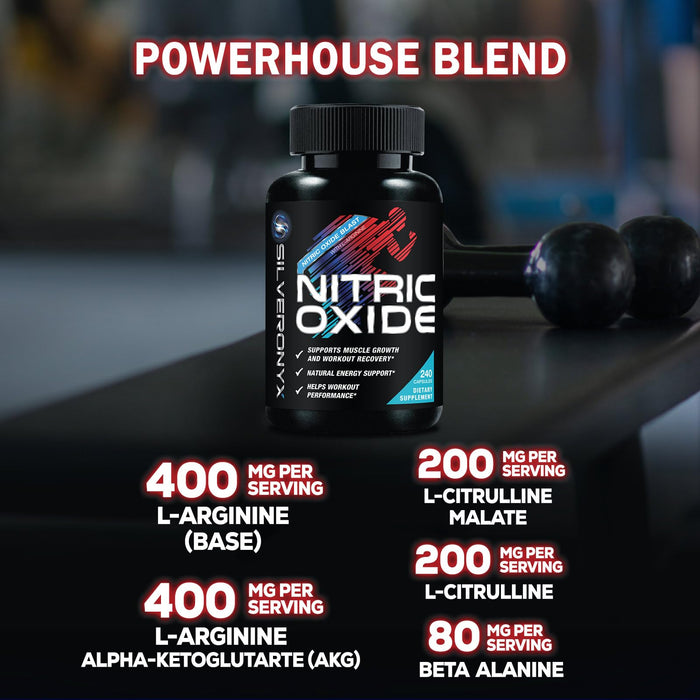 Nitric Oxide Booster with L-Arginine + Citrulline + Beta Alanine - 240 Capsules