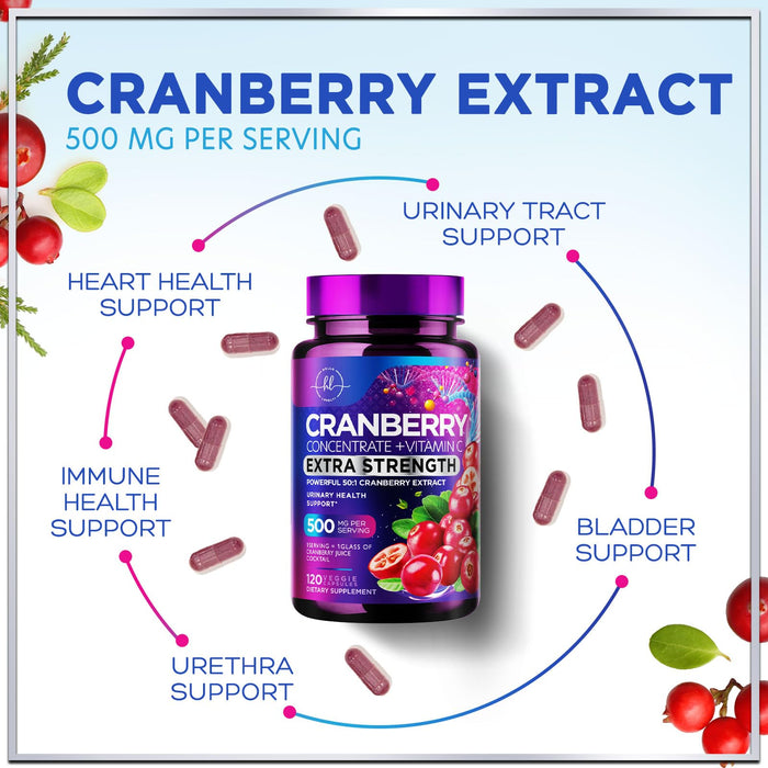 Cranberry 25,000mg Formula + Vitamin C – 120 Capsules